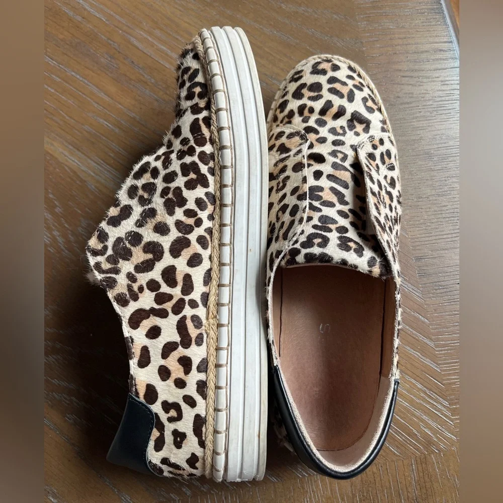 Anthropologie J Slides Leopard Print Leather Slip On Shoes Size 7.5 - Picture 9 of 11